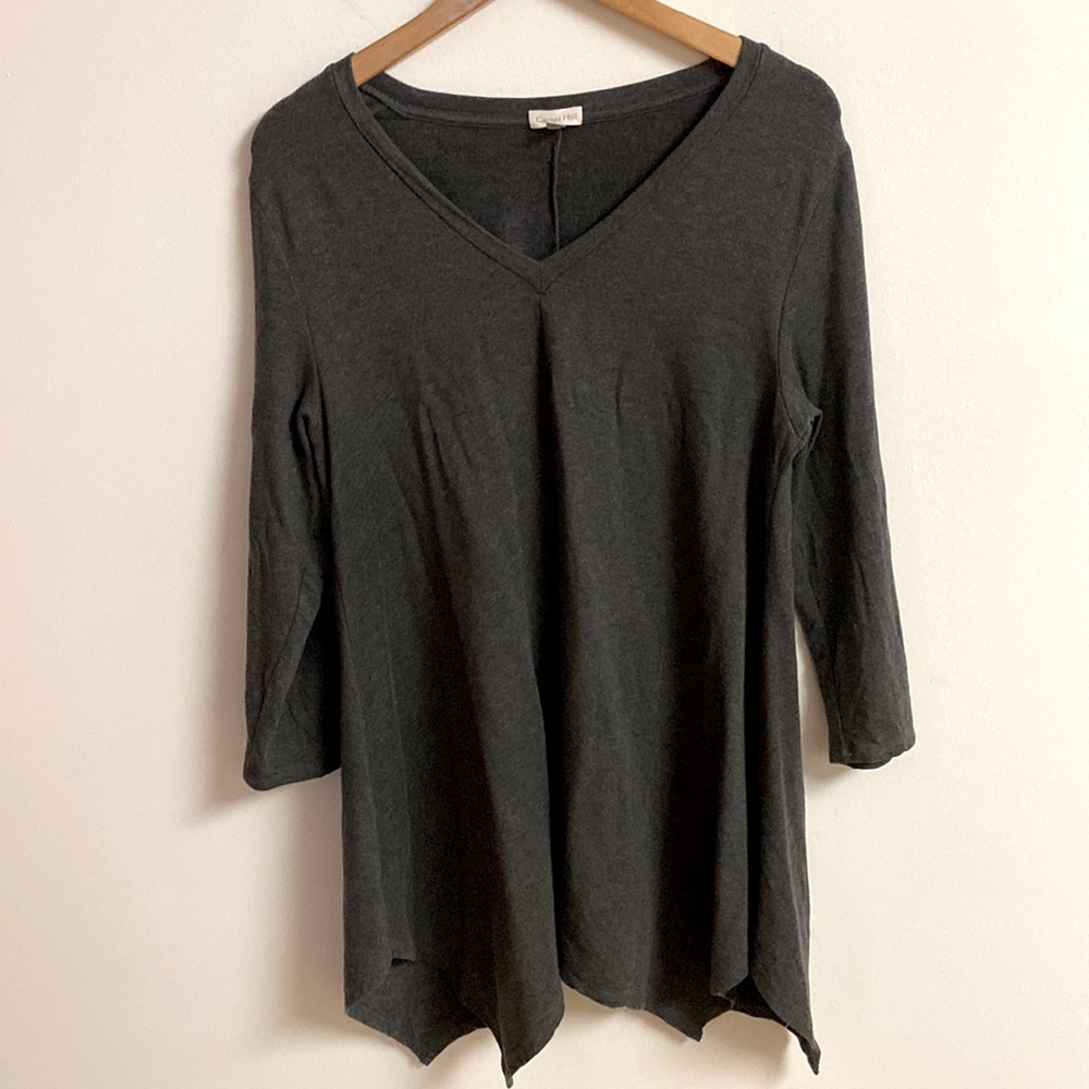 Garnet Hill Pop-over Knit Tunic Top Women’s Asymmetrical Hem Medium